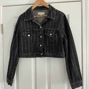PacSun Cropped Vintage Wash Denim Striped Jacket M/L
